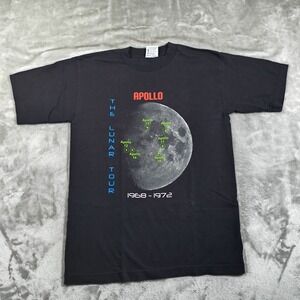 Vintage Apollo Lunar Tour Shirt Mens Medium Black Nasa Made In USA 90s Moon Y2K